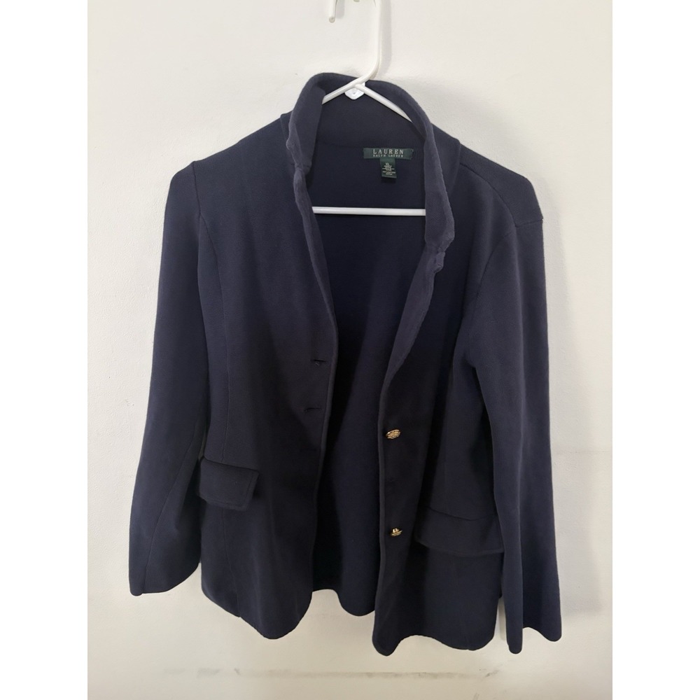Lauren Ralph Lauren Womens Sweater Cardigan Size XLarge Navy Blue Shawl Collar